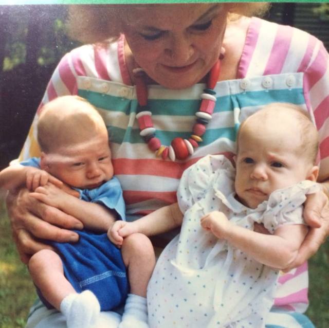 Baby pictures of Harry and Brita with their grandmother