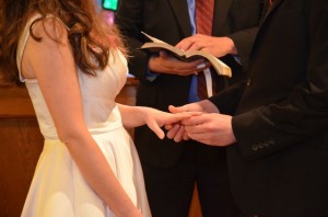 Exchanging rings and vows on our wedding day
