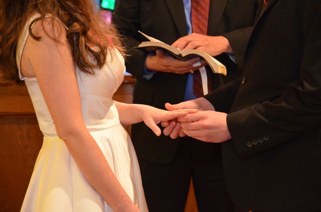 Exchanging rings and vows on our wedding day