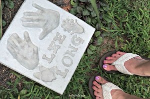 My husband made this beautiful garden paver with my mom's hand prints.