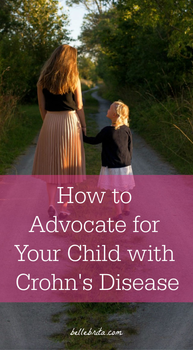 Woman with child. Text overlay reads: "How to Advocate for Your Child with Crohn's Disease"