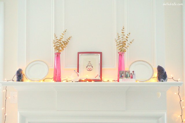 Decorating my mantle for Valentine's Day was so easy! I even reused Christmas decorations. | Belle Brita