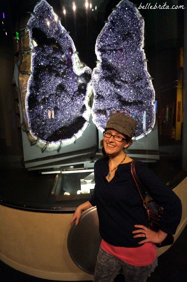 Admiring the tall amethysts at Dallas's Perot Museum, part of the Dallas CityPASS attractions | Belle Brita