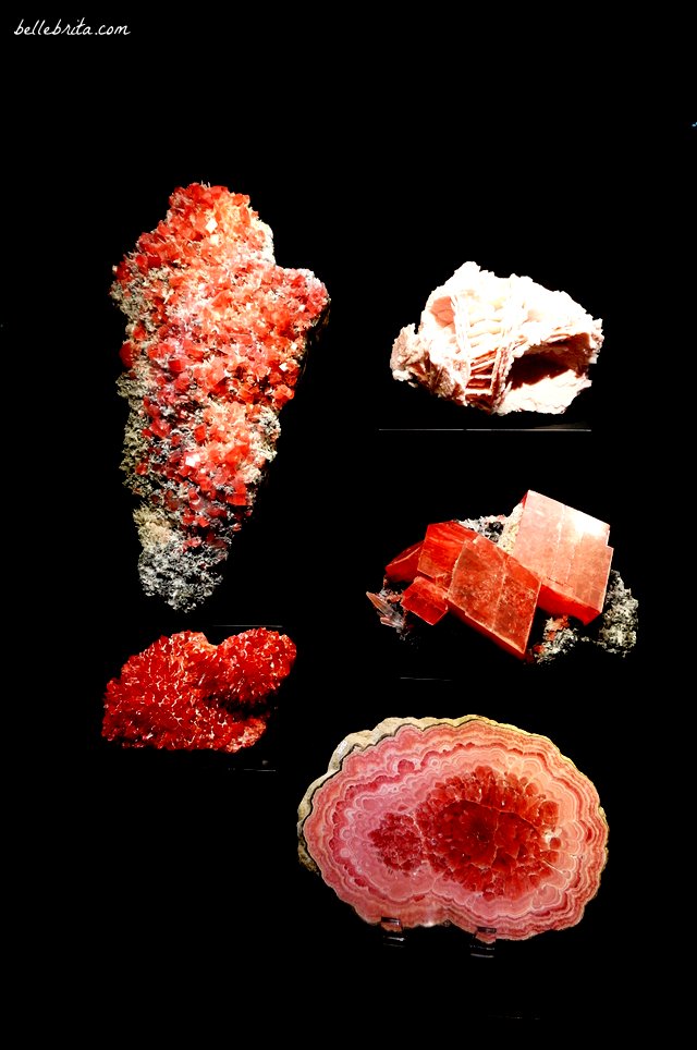 I love the mineral and gemstone collections at science museums. These pink specimens are part of the Perot Museum in Dallas, Texas. | Belle Brita