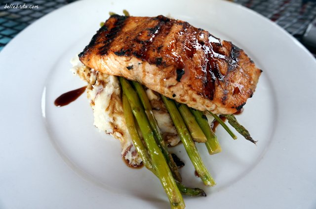 Glazed salmon with asparagus and mashed potatoes at Sprig Restaurant. | Belle Brita