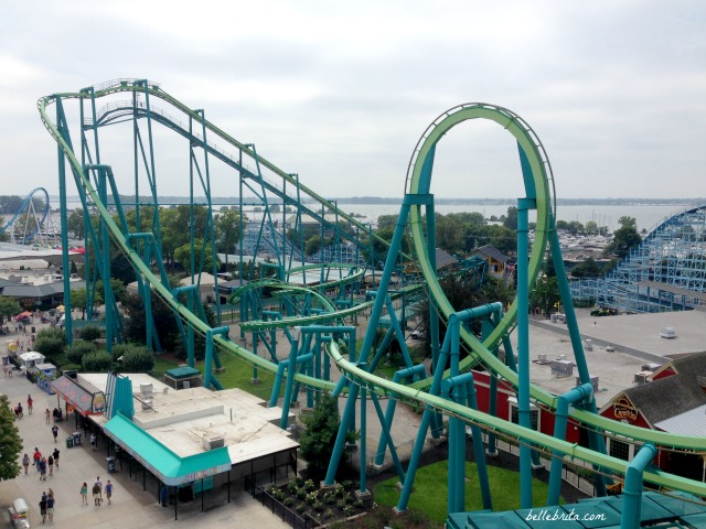 Sky view of Raptor, one of Cedar Point's top roller coasters. Which Cedar Point roller coaster is the absolute best? Check out this list! | Belle Brita