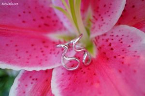 Ana Luisa Barbara Cocktail Ring | Sterling silver ring against a pink stargazer lily. | Belle Brita