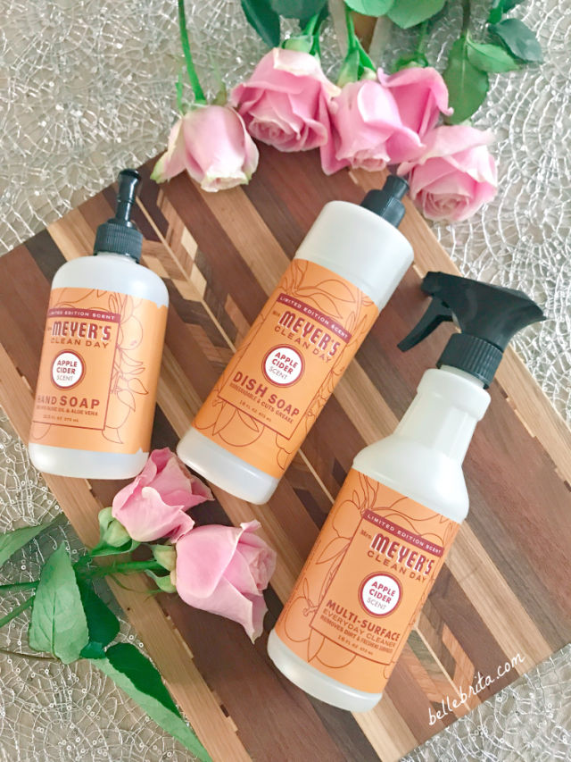 I love using natural cleaning products in my home, like hand soap, dish soap, and surface spray from Mrs. Meyer's. | Belle Brita