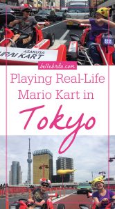 Text overlay reads: "Playing Real-Life Mario Kart in Tokyo"