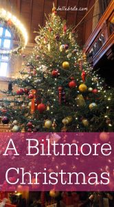 Large Christmas tree, text overlay reads: A Biltmore Christmas