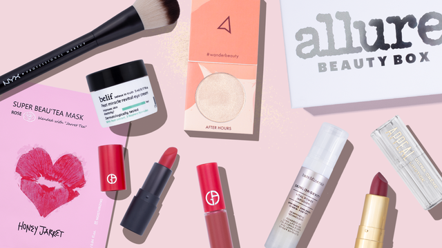 Flat lay with beauty samples from Allure Beauty Box