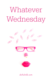 Pink face from office supplies. Text overlay reads: Whatever Wednesday
